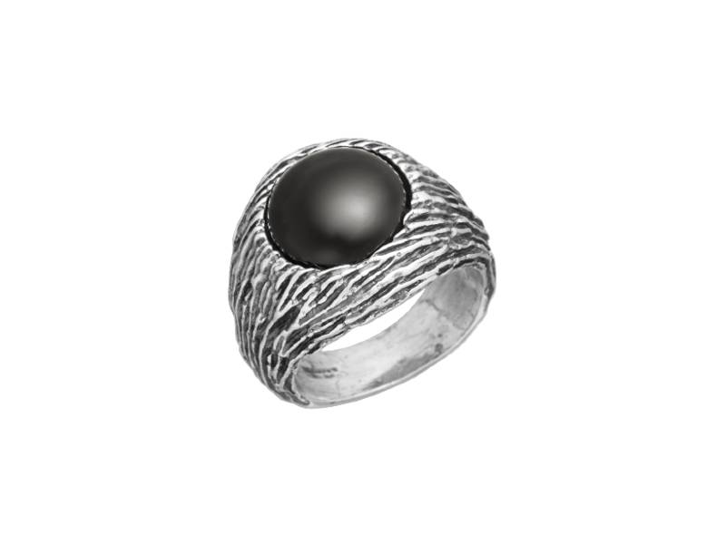 SILVER RING ONYX SCRATCH MAN  GIOVANNI RASPINI 11314